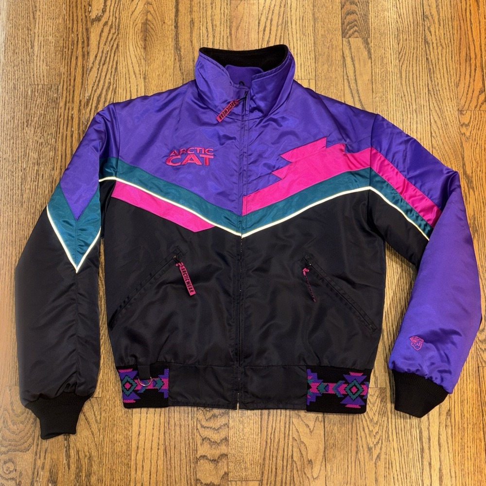 Vintage Arctic Cat Women's Western 2 in 1 Bomber Windbreaker Jacket Size Small